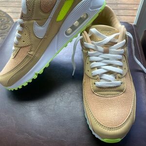 Men’s Air Max 90, Sesame and White Color, Size 8.5 (M)/10(W)